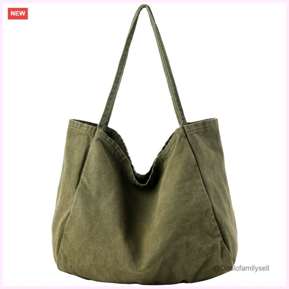 Large Canvas Tote Bag Hobo Shoulder Purse Work Travel Casual Foldable